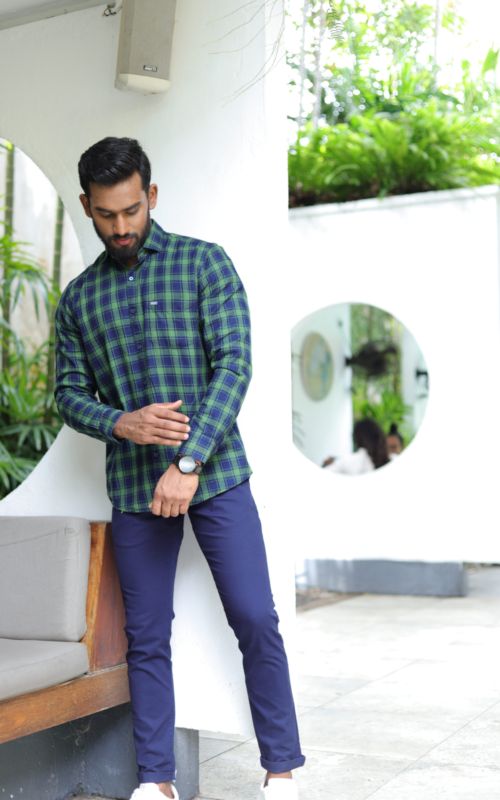 Blue & Green Checkered Shirt